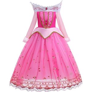 Prinses Doornroosje - Luxe prinsessenjurk - Roze - Verkleedkleding - Maat 98/104 (2/3 jaar)