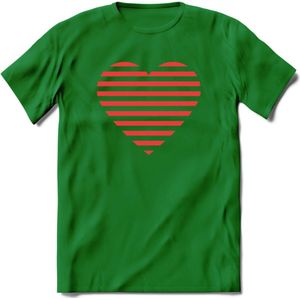 Valentijn Hart T-Shirt | Grappig Valentijnsdag Cadeautje voor Hem en Haar | Dames - Heren - Unisex | Kleding Cadeau | - Donker Groen - L