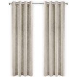 Gordijnen Beige Velvet Kant en klaar 290x270cm - Kant en klare gordijnen met ringen Velours - Fluwelen Verduisterende gordijnen