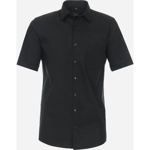 Redmond comfort fit overhemd - korte mouw - popeline - zwart - Strijkvriendelijk - Boordmaat: 47/48