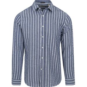 Dstrezzed Overhemd Leonard Seersucker Blauw Streep - Maat M - Heren - Hemden casual