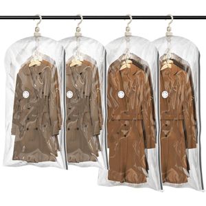 Hangende Vacuüm Opbergtassen - Ruimtebesparende Tassen - Kleding - Set van 4 - Lange 135*70cm - Korte 105*70cm - Vacuümafdichting - Doorzichtige Vacuümzakken - Kastorganisator - Compressiezakken