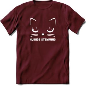 Huidige Stemming - Katten T-Shirt Kleding Cadeau | Dames - Heren - Unisex | Kat / Dieren shirt | Grappig Verjaardag kado | Tshirt Met Print | - Burgundy - M
