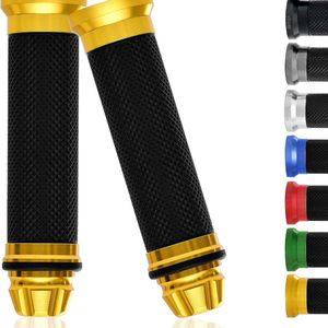 Universele stuurgrepen voor motorfiets, 22 mm - 24 mm, voor scooters, bromfietsen, hoogwaardige anti-slip motorhandgrepen, hoogwaardige rubberen handgrepen van CNC-aluminium, premium design