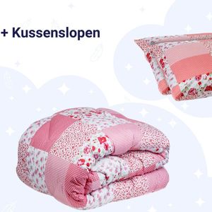 Zelesta Wonderbed Light Patchwork Pink 240x200cm - Dekbed zonder overtrek - 30 dagen proefslapen - Wasbaar hoesloos dekbed - Bedrukt dekbed - Dekbed met print - Zomerdekbed