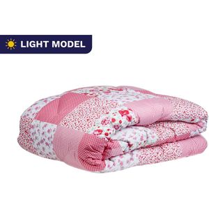 Zelesta Wonderbed Light Patchwork Pink 240x200cm - Dekbed zonder overtrek - 30 dagen proefslapen - Wasbaar hoesloos dekbed - Bedrukt dekbed - Dekbed met print - Zomerdekbed