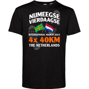 T-shirt Vierdaagse 4x 40 km | Vierdaagse shirt | Wandelvierdaagse Nijmegen | Roze woensdag | Zwart | maat XS