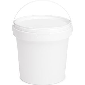 100x stuks -1 L - Garronda Emmer Met Deksel - Verpakkingsemmer - Emmertje - Rond - Wit GD-PL-BIS-Whit