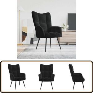 vidaXL Relaxstoel - Fluweel - Zwart - Comfortabel Design Relaxfauteuil - Zwarte Fauteuil - Velvet Fauteuil - Lounge Stoel - Comfortabele Stoel
