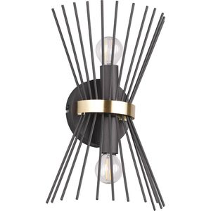 LED Wandlamp - Torna Drado - E14 Fitting - 2-lichts - Rond - Zwart Goud - Metaal