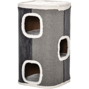 Krabton voor katten - Krabpaal -Kattenspeelgoed - Kattenspeeltjes - Kat - Kattenkrabpaal - Grijs/wit - 40 x 40 x 74 cm