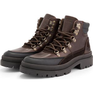 NoGRZ B.Ammanati Dames Leren enkelboots - gevoerde veterschoenen - Donkerbruin Leer