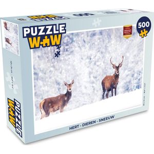 Puzzel Hert - Dieren - Sneeuw - Legpuzzel - Puzzel 500 stukjes