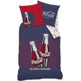 Coca Cola Lines - Dekbedovertrek - Eenpersoons - 140 x 200 cm - Blauw