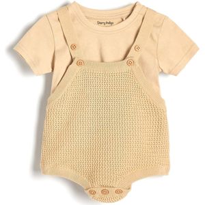 Baby Rompertje | Korte Mouw | Cadeau voor Zwangerschap of Bady | Beige | Maat 74