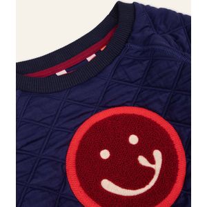 Hutt sweater 53 Solid quilted sweat with artwork Smiley Blue: 140/10yr
