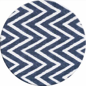 MixMamas Rond Tafelkleed Gecoat - Ø 140 cm - Zigzag Donkerblauw