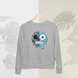 Feel Free - Halloween Sweater - Smiley: Bevroren gezicht - Maat S - Kleur Grijs