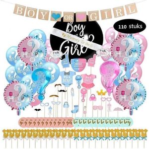 Bollabon® - 110 stuks Gender Reveal Versiering - Mommy To Be Sjerp - Versiering Baby Shower - Geslachtsonthulling en Babyshower - Gender Reveal Confetti Ballon
