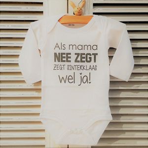 Romper Sinterklaas - Wit - Maat 50/56 Baby Tekst kleding babypakje cadeau kraamcadeau geboorte