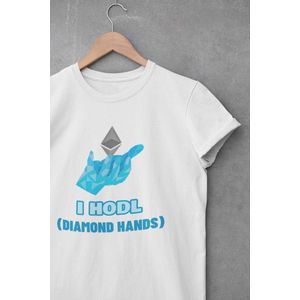 Shirt - I hodl - Wurban Wear | Grappig shirt | Leuk cadeau | Unisex tshirt | Crypto shirt | Bitcoin | I HODL shirt | Wit