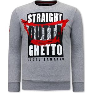 Heren Sweater - Straight Outta Ghetto - Grijs