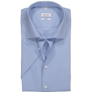 Seidensticker shaped fit overhemd - korte mouw - lichtblauw fil a fil - Strijkvrij - Boordmaat: 38
