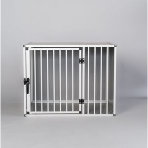 RHRQuality Hondenbench Bluf - Aluminium Kamerkennel voor Middelgrote & Grote honden - 91cm x 60cm x 71cm - Extra Zware Kwaliteit - Dikke spijlen