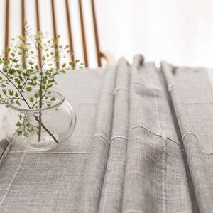 Katoenen linnen tafelkleed voor rechthoekige tafels solide mesh borduurwerk tafelbedekking voor keuken eettafel decoratie (135x180 cm, grijs)