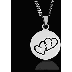 Ketting met letters - Titanium hanger rond graveren - liefdes cadeau voor vriend / vriendin of verjaardag - Valentijnsdag cadeau