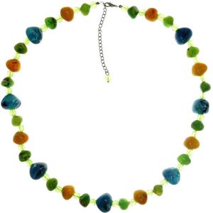 Behave Kralen ketting groen blauw geel 62 cm