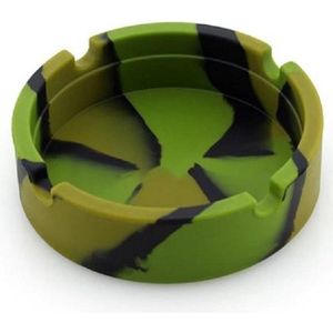 Kleine Siliconen Zachte Ronde Asbak - Camo Groen - Ash Tray - Glow in the dark - Sigarettenhouder - Duurzaam - Niet Breekbaar