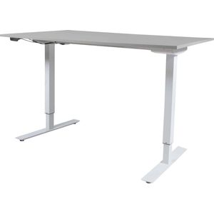 Zit Sta Bureau - Elektrisch 140x80 licht grijs -wit frame