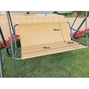 Vervangende schommelstoelhoes voor schommelbank, stoelhoes voor tuinstoel, voor buiten, 148 x 50 x 50 cm, beige