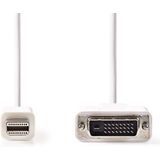 Nedis Mini DisplayPort-Kabel - DisplayPort 1.2 - Mini-DisplayPort Male - DVI-D 24+1-Pins Male - 21.6 Gbps - Vernikkeld - 2.00 m - Rond - PVC - Wit - Polybag
