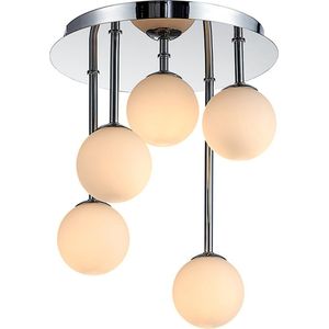 Lindby - plafondlamp - 5 lichts - metaal, glas - H: 33 cm - G9 - chroom, wit