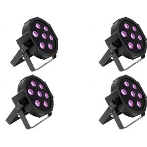 Discolampen set van 4x 7x12W RGBW power led spots van Moonlight