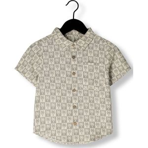 Rylee + Cru Collared Short Sleeve Shirt Palm Check Jongens - Vrijetijds blouse - Taupe - Maat 92/98