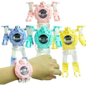 Kinderen elektronische cartoon vervorming horloge vervorming robot horloge speelgoed - GEEL