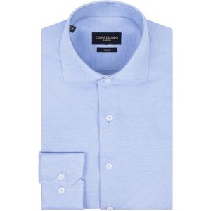 Cavallaro Napoli - Piqué Overhemd Lichtblauw - Heren - Maat 38 - Slim-fit