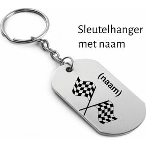 Akyol - Racevlag Sleutelhanger - Gegraveerde sleutelhanger - Formule 1 sleutelhanger - Motorcross sleutelhanger - Finish vlag - Gegrafeerde sleutelhanger - Racen cadeau - Gepersonaliseerd - 6 x 9 CM - Sleutelhanger met naam