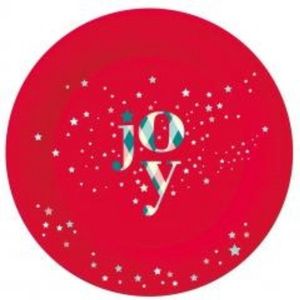 Kerst bordjes - Joy met sterretjes - Rood - 6 stuks