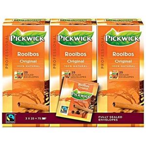 Pickwick Rooibosthee professioneel, 3 doosjes met 25 zakjes à 1,5 gr, per doos