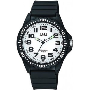 Q&Q VS16J006Y - Horloge - Sport - Analoog - Heren - Mannen - Plastic band - Rond - Kunststof - Cijfers - Zwart - Wit - 10 ATM