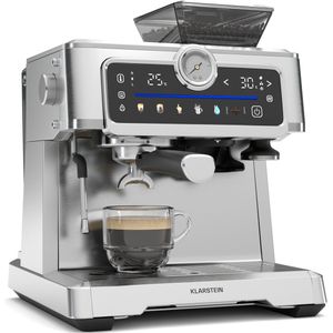 GrandPresso Touch espressomachine | 20 bar | geïntegreerde koffiemolen | drukindicator | melkopschuimer