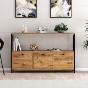 Dressoir - Stijlvol Zwart & Walnoot Design - 120x75x30cm - Duurzaam Melamine