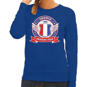 Blauw France drinking team sweater / sweater blauw dames - Frankrijk kleding XXL
