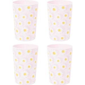 Luxe Herbruikbare Drinkbekers – 4 stuks – Roze - Plastic / Kunststof – Drinkbeker voor Volwassenen en Kinderen – Alternatief voor Wegwerp Bekers – Drink Beker – Limonadeglazen Sapglazen – Camping Servies