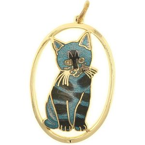 Behave Hanger poes kat blauw emaille 4,5 cm