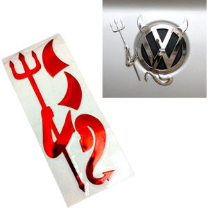 Auto Duivel Logo - Rood - Zelfklevend - Alle Automerken / Universeel - Grappig Embleem - Tuning - Auto Accessoires